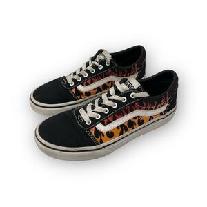 Vans Old Skool Trainers Digi Flame Black Low Top Lace Up Youth Size 4